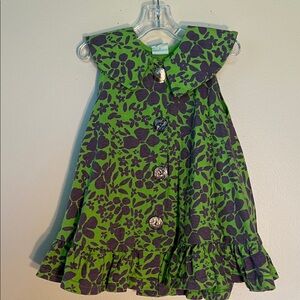 Floral Green and Purple Kids Dress